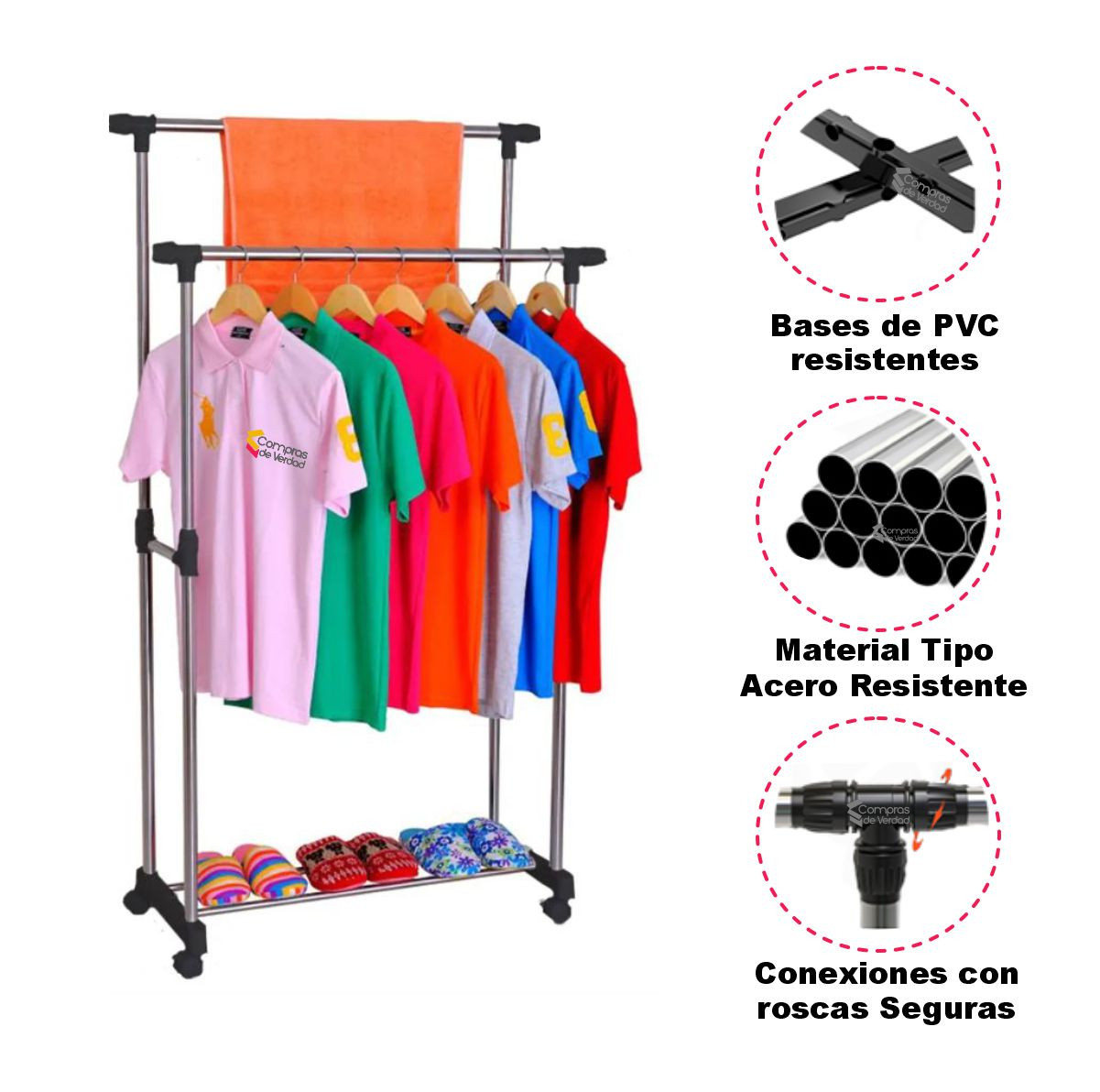 Miniatura 8 de Perchero Estante Organizador Ropa Dual
